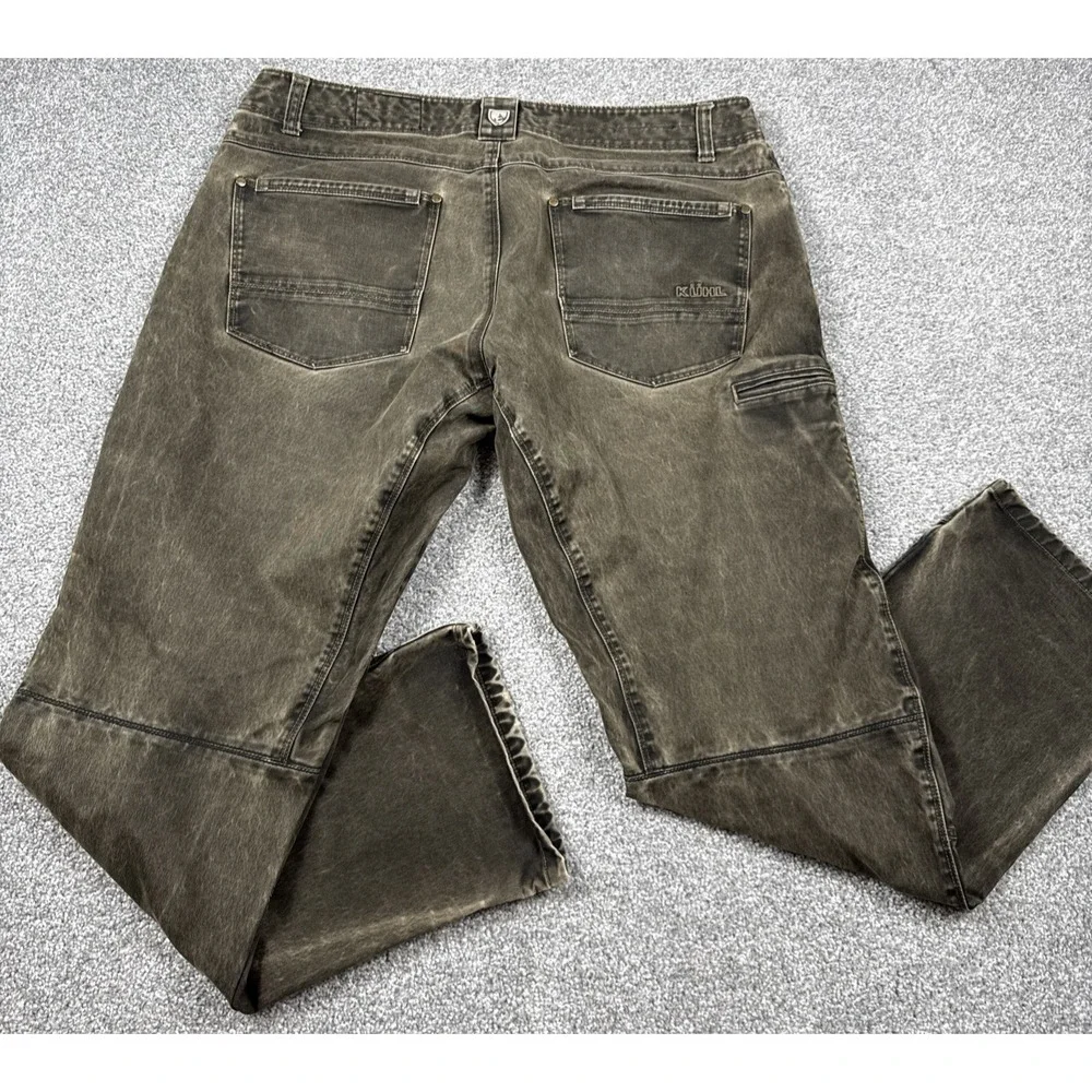 KUHL RYDR Vintage Patina Dye Pants Men's 38x32 Brown Outdoor Hiking Canvas